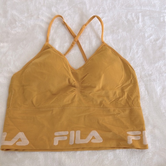 Fila Yellow Sports Bra with Criss-Cross Straps - Picture 1 of 6